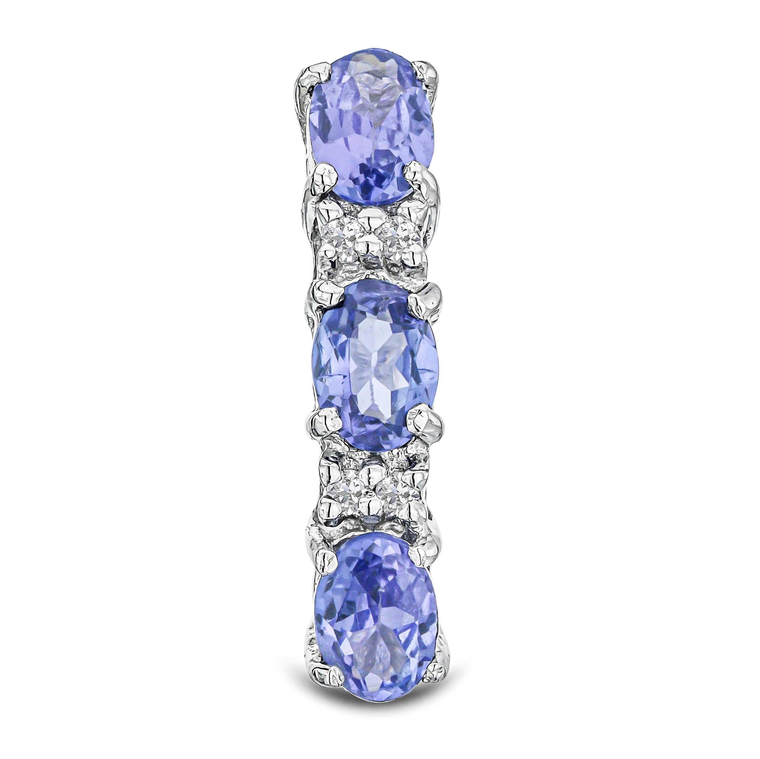 Tanzanite 1.02CT And Diamond 925 Sterling Silver Earrings